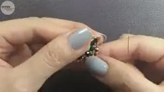 آموزش دوخت گوشواره منجوقی بانخ ماهی