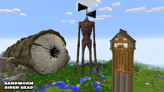 SURVIVING FROM SANDWORM AND SIREN HEAD in Minecraft - Gameplay