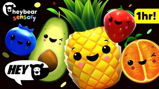 Hey Bear Sensory - Dancing Fruit! - 1 Hour Mix! - Dance Video with Fun music!