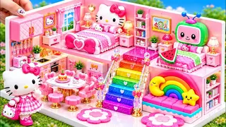 Building Hello Kitty and CoComelon Twin House with Two Bed from Clay ❤️ DIY Miniature Pink House