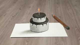 3d drawing easy cake illusion step by step