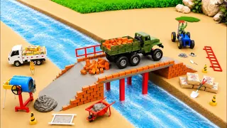DIY Mini Tractor Builds Brick and Concrete Bridge After Big Storm | Fun Construction Science Project