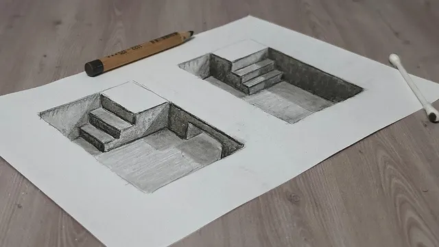 3d drawing easy stairs for beginners step by step