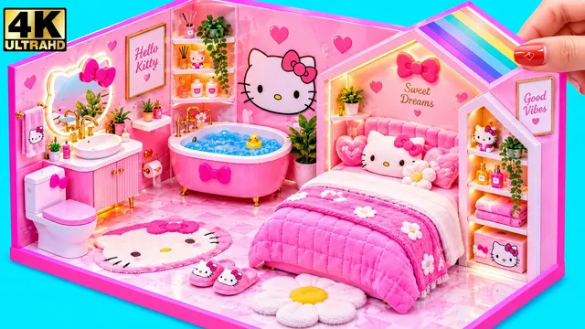 💗👑 Make Elegant Pink Barbie House with Rainbow Bedroom & Makeup Set from clay | 핑크 미니 돌하우스 DIY