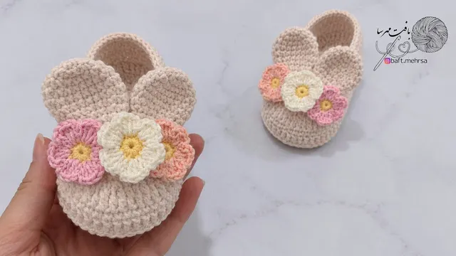 پاپوش نوزادی کیوت و شیک ببافیم/فقط تو یک ساعت پاپوش بچگانه بباف👶🌱