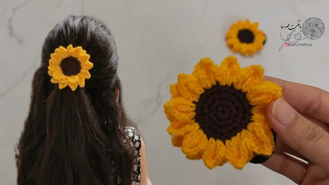 آموزش کشمو آفتابگردون آسان و شیک🌻/کش مو لاکچری /کش مو آفتابگردون/گلسر قلاببافی