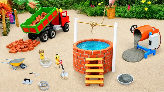 DIY Mini Tractor Builds Brick Water Well for Village Water Supply | Fun Construction Science Project
