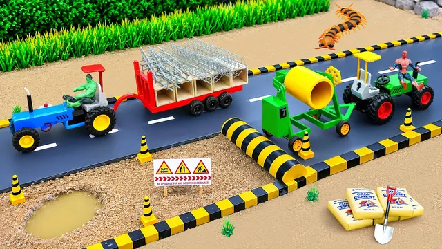 DIY Mini Tractor Builds Strong Concrete Road After Major Flood | Fun Construction Science Project