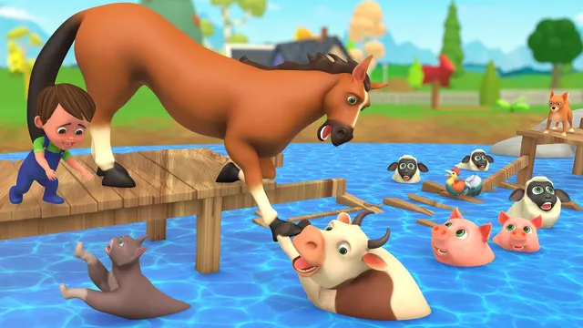 Baby Rescue Animals - Wooden Bridge Collapse - Animal Sounds for Kids - Funny Animals for Kids