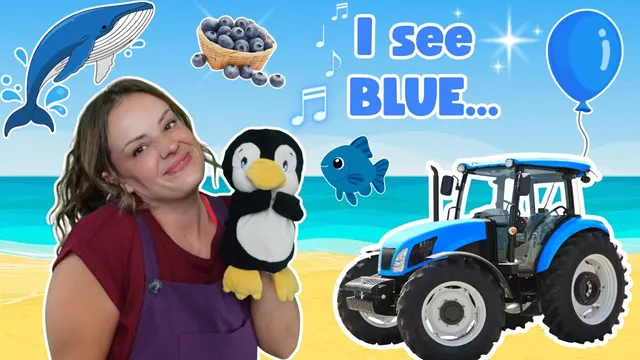 Baby Learning | Learn the Colour Blue, First Words & Sentences with Miss Katie | Educational Videos