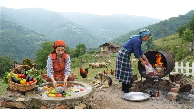 IRAN Rural Life | Cooking a Leg of Lamb and Bread in a Barrel