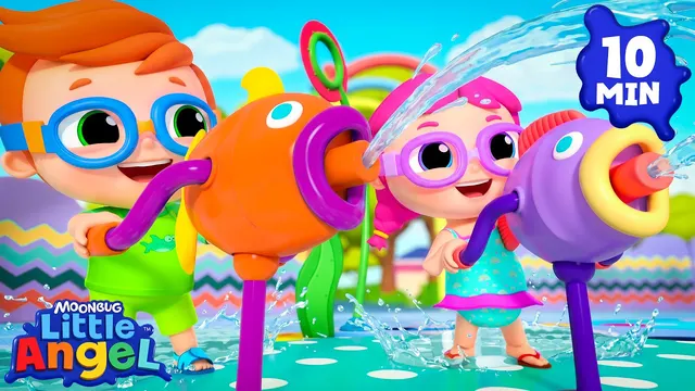 Baby John Learns to Swim! 🌊 | Let's Swim Like Baby Sharks | Little Angel Kids Songs
