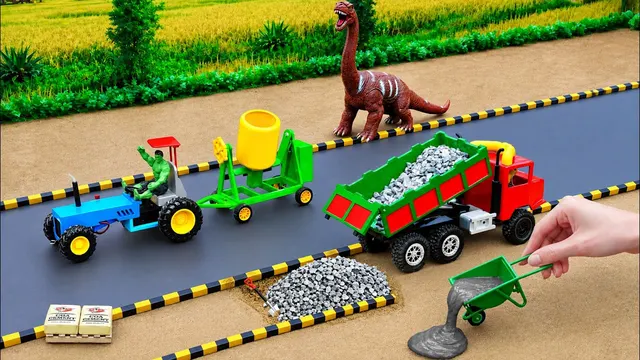 DIY Mini Tractor Builds Strong Cement and Gravel Road | Fun Construction Science Project