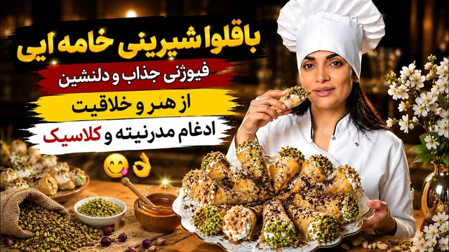 باقلوا شیرینی خامه ایی ، فیوژنی جذاب و دلنشین از هنر و خلاقیت ادغام مدرنیته و کلاسیک😋👌