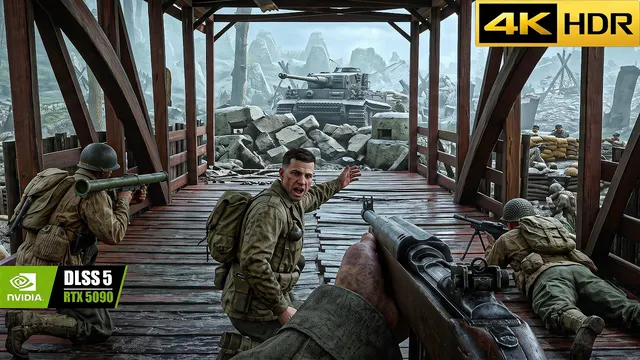 Call of Duty WWII - In the Hell of Enemy Lines | DLSS 5 ULTRA Realistic Gameplay RTX 5090 4K 60FPS