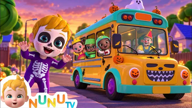 Wheels On The Bus Halloween | NuNu Tv Nursery Rhymes & Kids Songs
