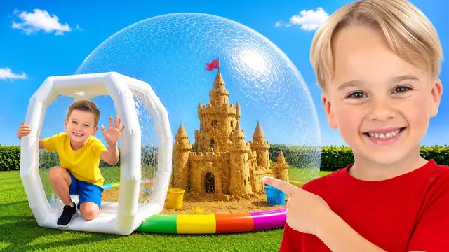 Kids Learn to Share Toys and Play in a Giant Inflatable Playhouse