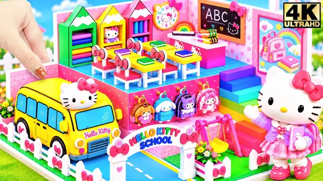 🎀🏫 Build Amazing Hello Kitty School with Playground, School Supplies & Bus | DIY Miniature House
