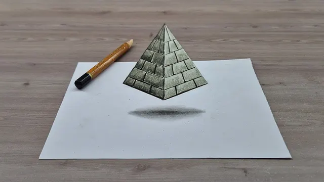نقاشی سه‌بعدی آسان هرم بر روی کاغذ گام به گام