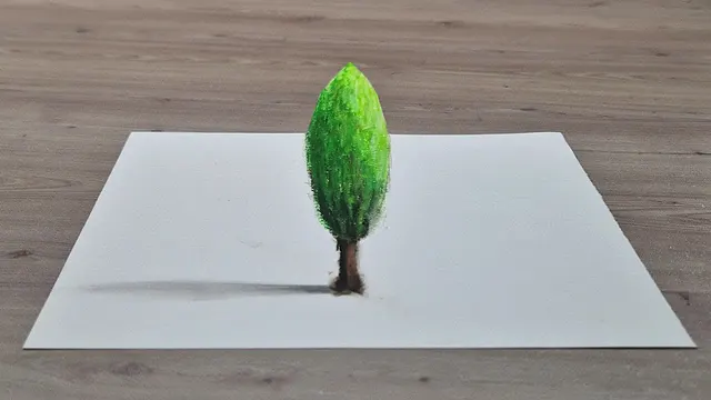 نقاشی سه‌بعدی و آسان درخت بر روی کاغذ
