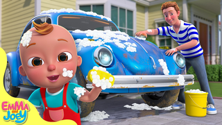 Wash Car + Wheels On The Bus + Ten In The Bed Songs! | Emma And Joey Nursery Rhymes