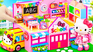 🎀🚌 Build Ultimate Hello Kitty School with Cute Classroom, School Supplies & Bus💗 DIY Miniature House