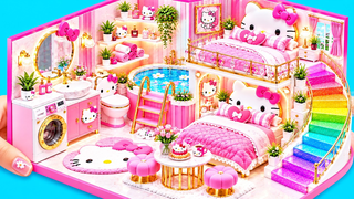 ❤️Build a Pink Hello Kitty House with Infinity Pool, Rainbow Slide & Dream Bedroom ❤️ DIY Mini House