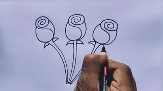 کشیدن گل رز تنها با سه حرف S | ترفند ساده برای مبتدی‌ها