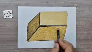 3d drawing easy gold on paper