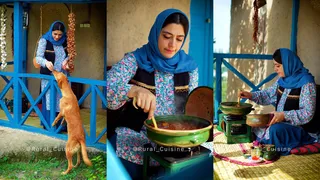 خورشت سنتی ایرانی در یک روستای شمالی | زندگی ساده یک گله‌دار تنها