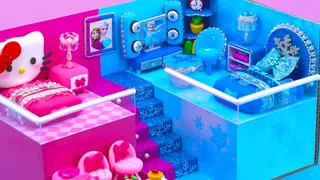 Build Pink House with 2 Cute Bedroom for Kuromi, My Melody from Clay ❤️ DIY Mini