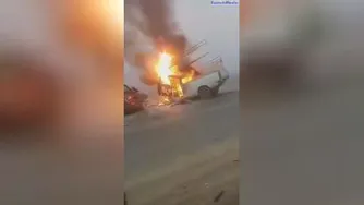 تصادف و سوختن راننده😔😔