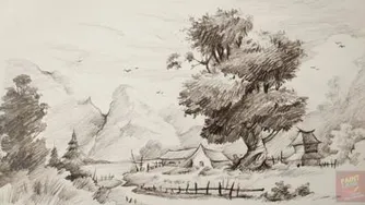 طراحی آسان از منظره با مداد