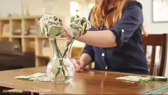 گل رز با اسکناس