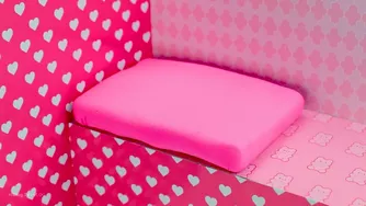 ساخت اتاق خواب صورتی با تم Hello Kitty با دو تخت، مجموعه آشپزخانه از کارتن ❤️ DI