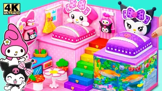 آموزش ساخت خانه Hello Kitty دوخوابه با اتاق بنفش و آکواریوم برای کورومی — DIY
