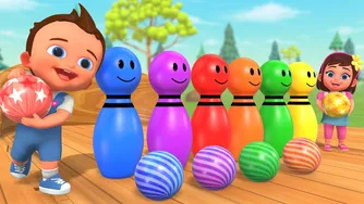 یادگیری رنگ‌ها با بولینگ 🎳🌈 | تفریح فضای باز برای نوزادان — انی میشن آموزشی ۳ بعدی