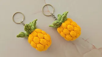 آموزش بافت جاکلیدی و مگنت آناناس با قلاب بافی 🍍
