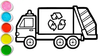 نقاشی مجدد گامبار کامیون، نقاشی کردن، رنگ آمیزی برای کودکان ♻🚚♻ مجدد سازی