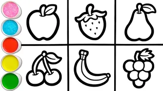 میوه‌های تازه و مغذی برای نقاشی، رنگ‌آمیزی و نقاشی برای کودکان و نوزادان 🍓🍎🍐🍒🍌�