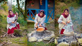 تهیه باقلوای پسته روی آتش چوبی به سبک روستایی🔥