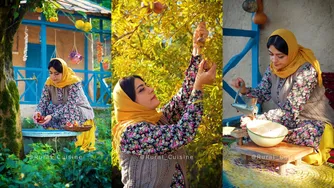 چیدن انارهای ترش وحشی و تهیه خورشتی سنتی با آنها