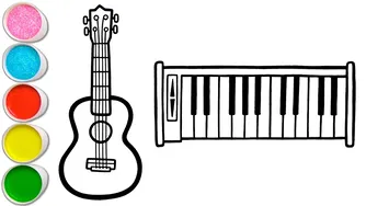 نقاشی و طراحی با گیتار، کیبورد و ماراکاس برای کودکان 🎸🎹