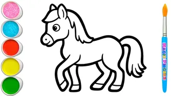 نقاشی و طراحی اسب و ۴ حیوان خانگی دیگر 🐎🐄🐐🐏🐓 آموزش صداها