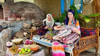 زندگی روزمره در روستا: پخت شگردن و گردن برنجی بر روی آتش چوبی