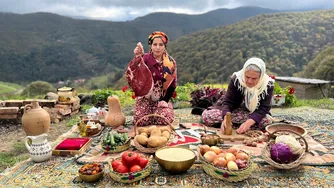 از گوشت و پیاز و گوجه تا یک خوراک محلی لذیذ در روستای کوهستانی
