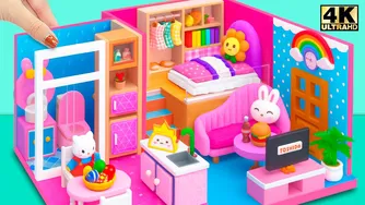 ساخت خانه بامزه صورتی و آبی برای خرگوش‌ها با ۴ اتاق اصلی ❤️ DIY