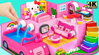 ساخت ویلای شگفت‌انگیز صورتی هلو کیتی با ماشین استخر خودکار 🎀 آموزش
