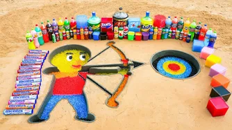 ساخت آرچر با Orbeez و آزمایش انفجاری: کوکاکولا بزرگ، Schweppes و فانتا در برابر  منتوس و Popu