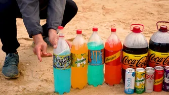 Experiment: Giant Soda, Schweppes, Mtn Dew, 7up, Balls & Coca-Cola vs Mentos in